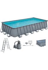 732x366x132 cm Abnehmbares Schwimmbecken mit Sandfilter und Reinigungsset Polygroup P424125210EU