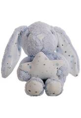 Peluche Curly Bunny 22 cm. Bleu en boîte par Creaciones LLopis 25672