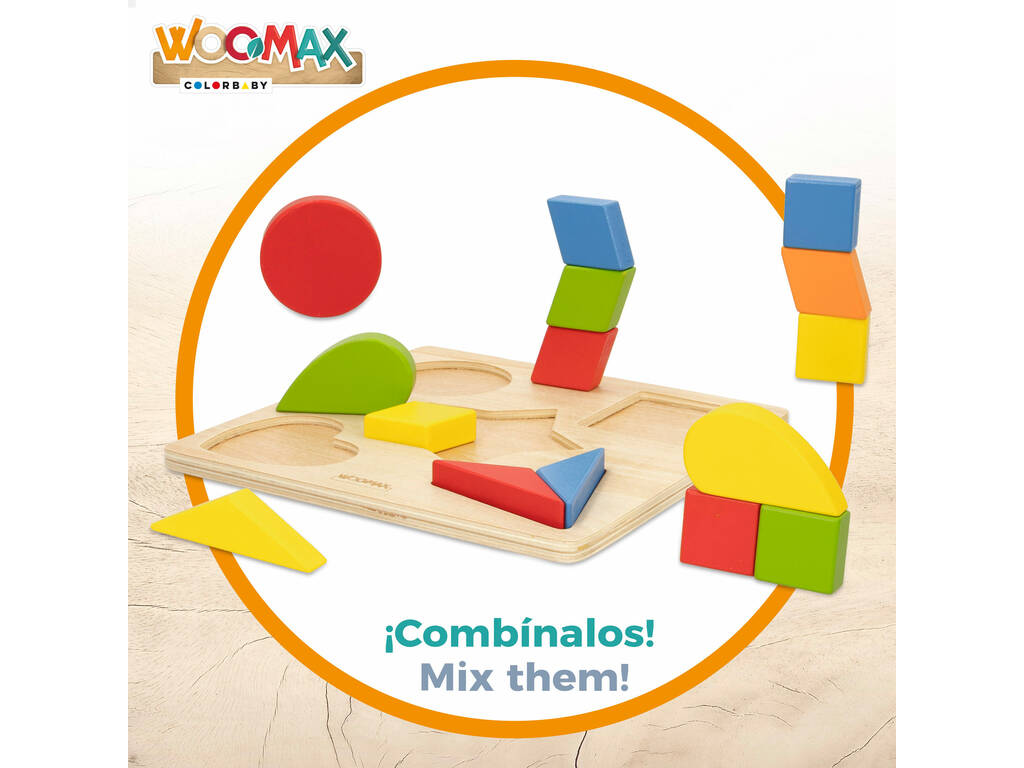 Holzpuzzles mit geometrischen Formen, 16 Teile von Color Baby