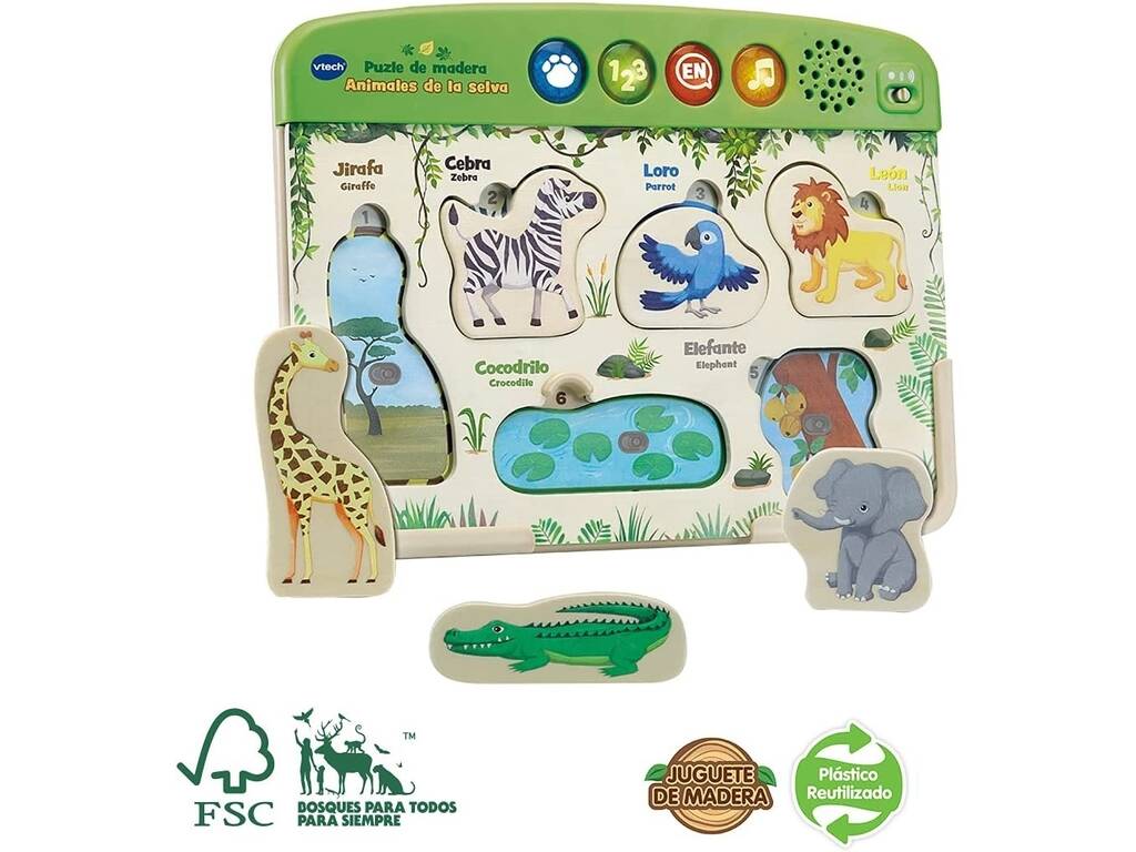 Puzzle Eco de Madera Animales de la Selva Vtech 613647