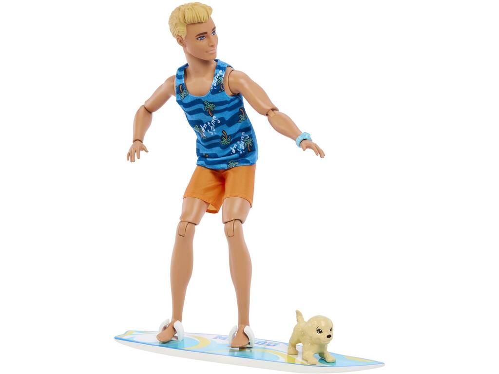 Poupée Barbie Ken Surfing avec chien et planche Mattel HPT50