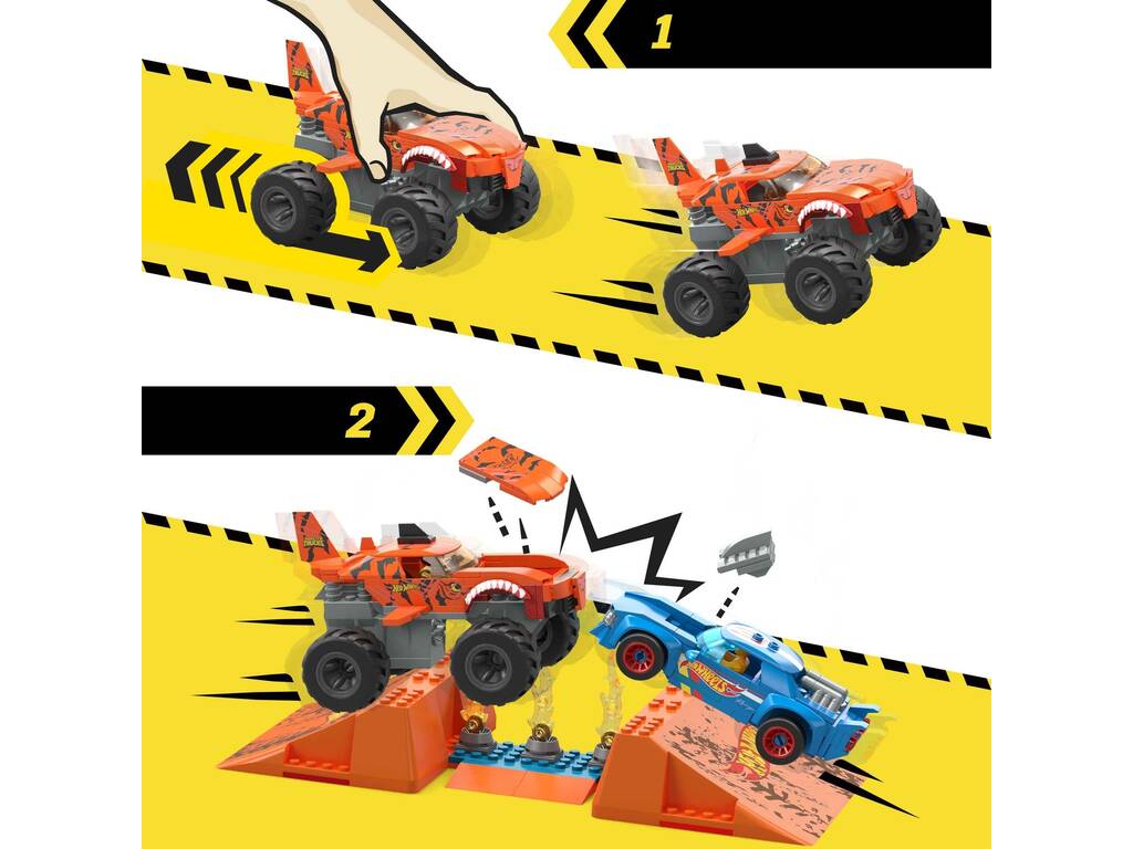 Mega Hot Wheels Monster Trucks Pista de Dentelladas de Tiger Shark Mattel HKF88
