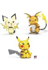 Pokémon Mega Construx Figuras Pichu, Pikachu e Raichu Mattel GYH06