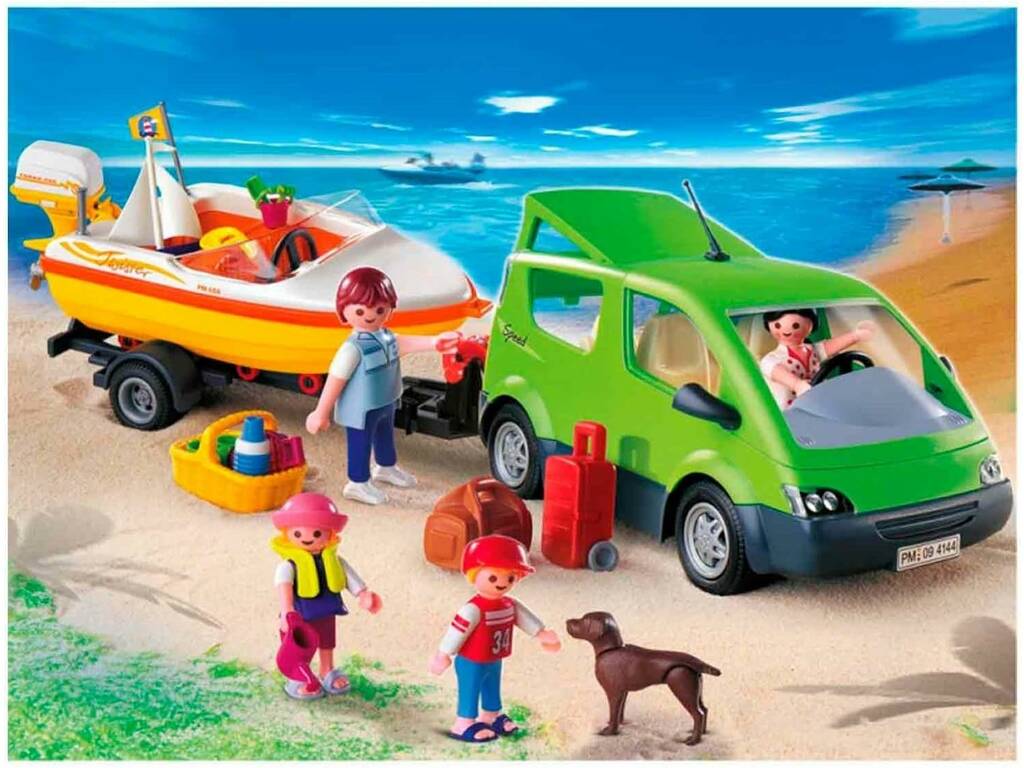 Playmobil Family Fun Family Car avec Playmobil Motorboat 4144