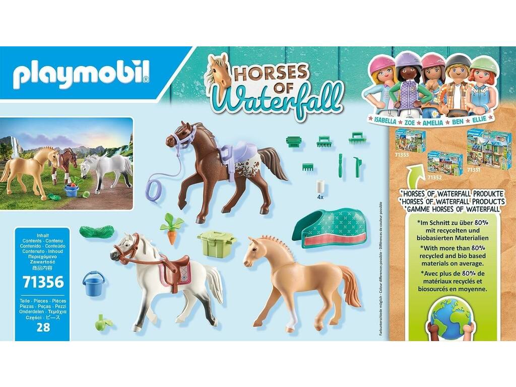 Playmobil Horses of Waterfall Tre cavalli con selle 71356