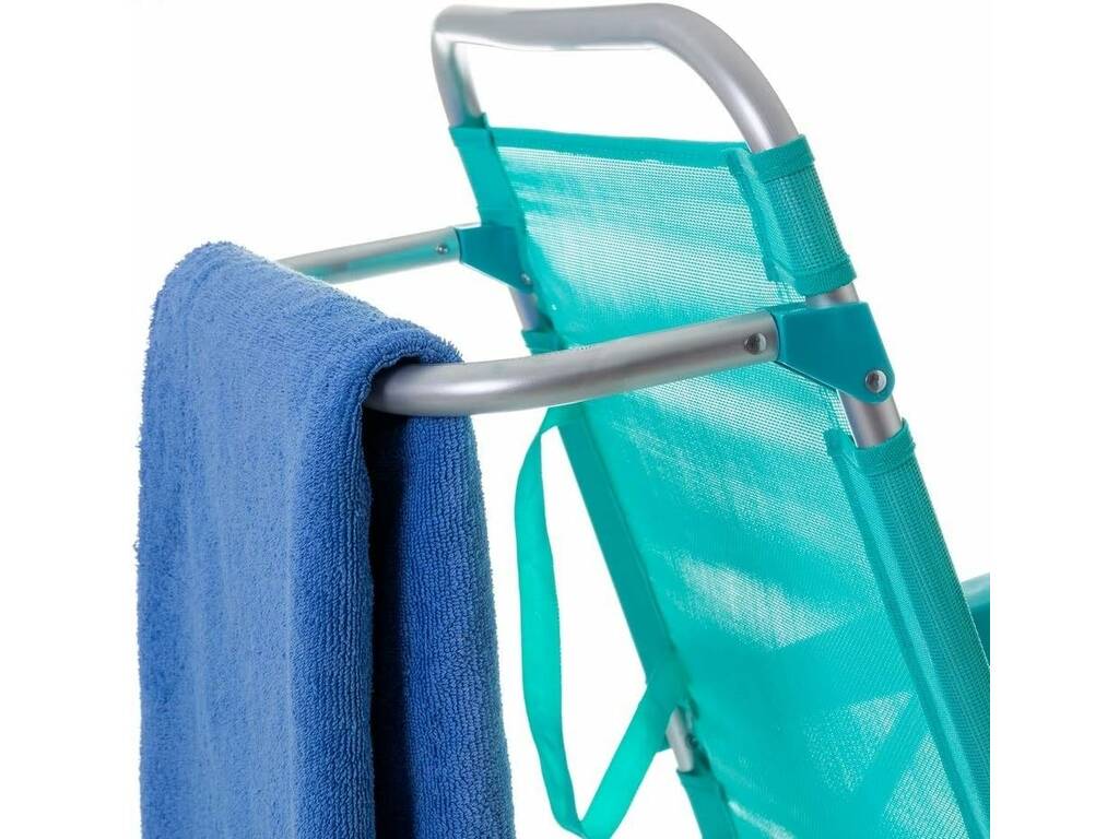 Chaise de plage pliante basse en aluminium couleur eau de mer d'Aremar 70500