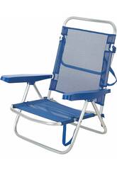 Aremar 70535 Chaise de plage basse pliante en aluminium Couleur bleue