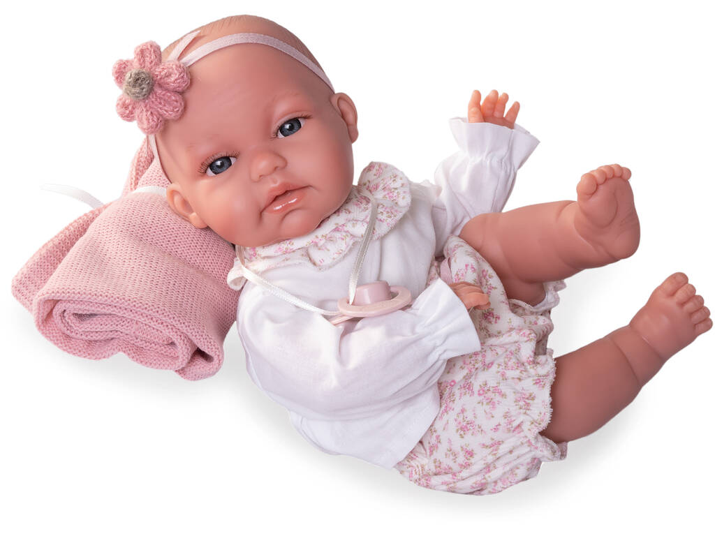 Bambola Baby Toneta con piccola coperta Posturitas 33 cm di Antonio Juan.