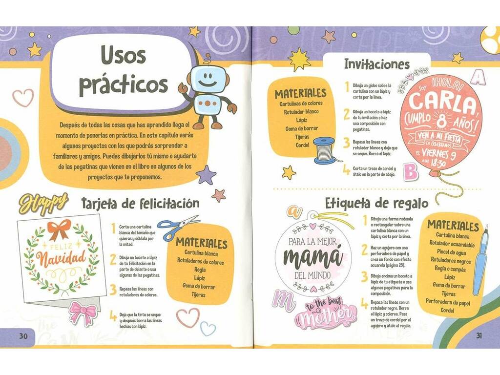 Libro Lettering Con Pegatinas Crea Composiciones y Decoración de Educa 3592