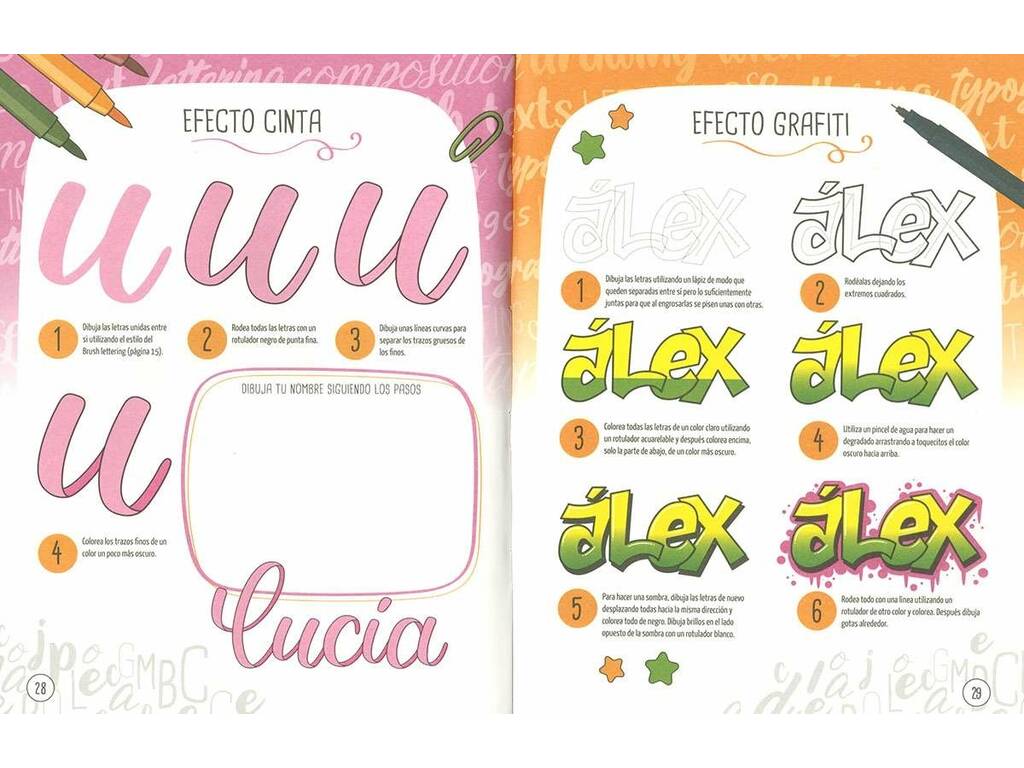 Livro Lettering Com Adesivos Cria Palavras e Letras