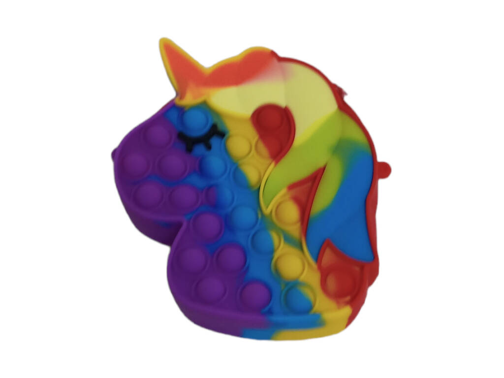 Mehrfarbige Einhorn-Pop-It-Tasche aus Silikon