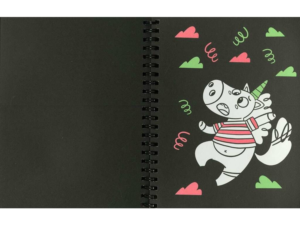 Livre de couleurs néon Licornes 1 avec marqueurs et autocollants