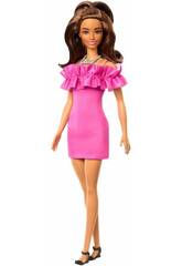 Barbie Fashionista Vestido Rosa Con Volantes de Mattel HRH15
