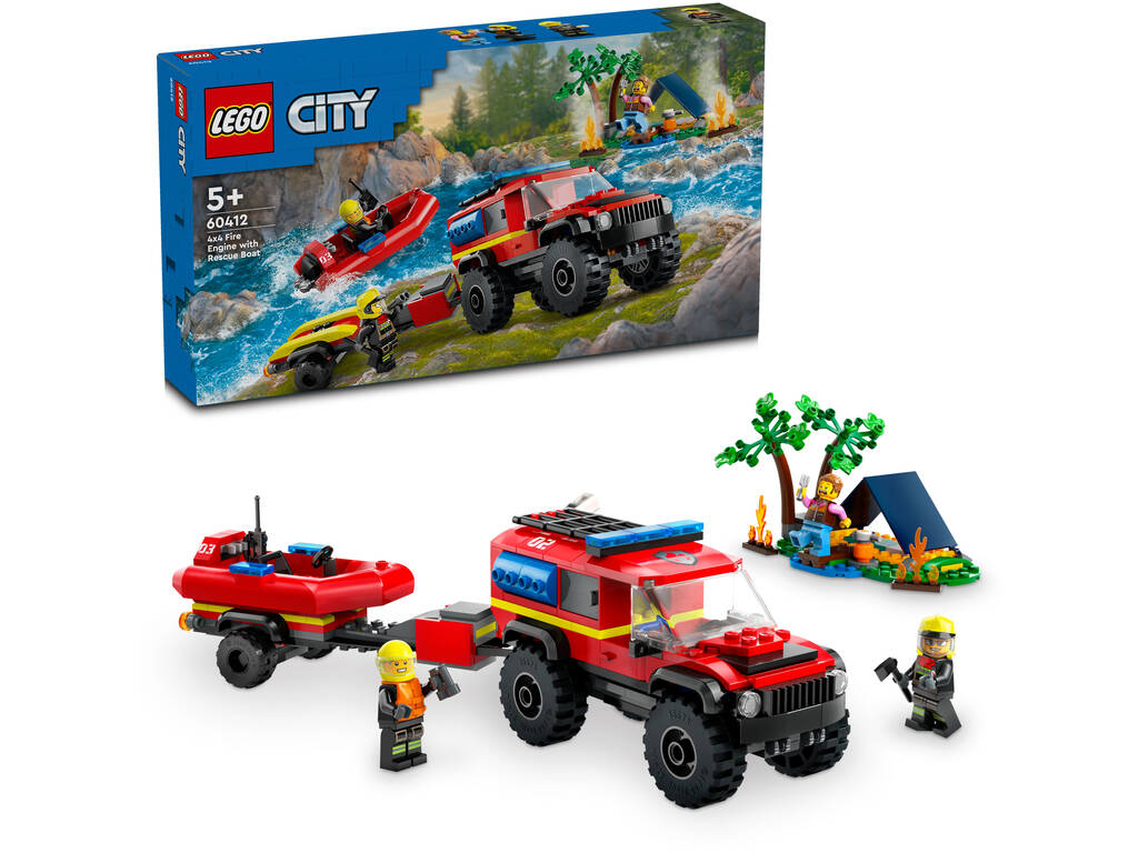 Lego City Caminhão de Bombeiros 4x4 com Barco de Resgate 60412