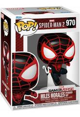 Funko Pop Marvel Spider-Man 2 Miles Morales Upgraded Suit with Swinging Head Figure 76108