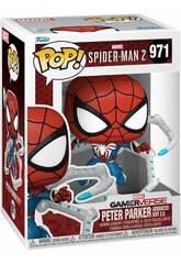 Funko Pop Marvel Spiderman 2 Figur Peter Parker Advanced Suit 2.0 mit Schwenkbarem Kopf 76109