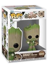 Funko Pop Marvel We Are Groot Figura Groot come Iron Man con testa oscillante 79516