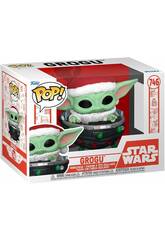 Funko Pop Star Wars Figura Grogu Navideo con Cabeza Oscilante y Nave 80010