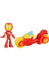 Marvel Spidey And His Amazing Friends Figurine Iron Man avec moto Hasbro F9346