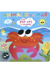 Livre dépliant et découvertes Animaux marins avec pop-ups et rabats