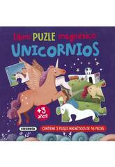 Livro Puzle Magntico Unicrnios com 3 Puzzles de 16 Peas