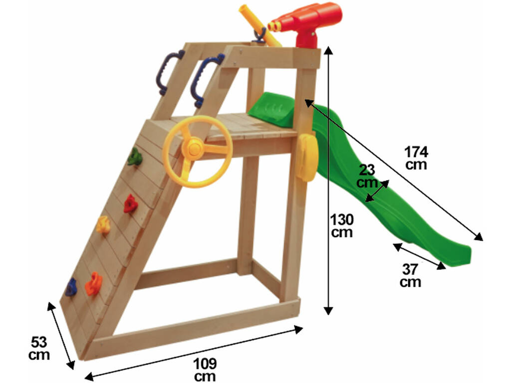 Parco giochi con struttura per arrampicata, Gazebo e scivolo