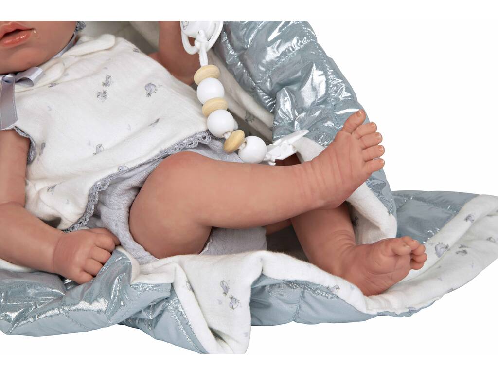 Puppe Reborn Baby 38 cm Borja Grau mit Decke Arias 98172