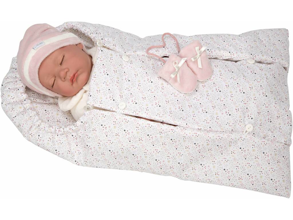 Muñeca Bebé Reborn 45 cm. Macarena con Saco de Dormir Arias 98116