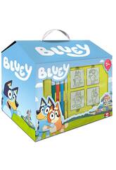 Bluey Aufbewahrungsbox in Hausform mit 7 Stempeln und 7 Filzstiften von Multiprint 9120