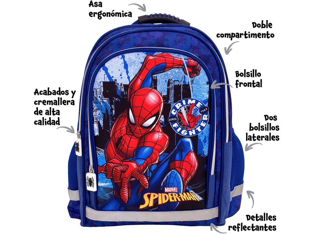 Spiderman Mochila Duplo Compartimento Adaptável a Carrinho de Toybags T434-132