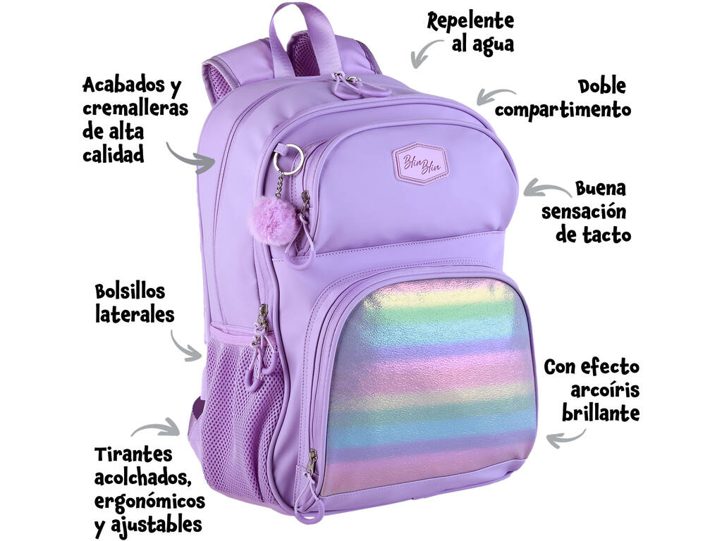 Blin Blin Arco-íris Mochila Escolar Duplo Compartimento de Toybags T434-1046