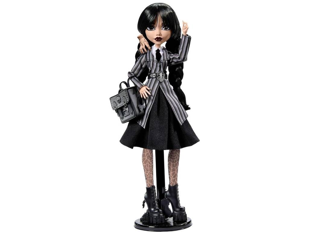 Monster High Wednesday Muñeca Miércoles Addams con Uniforme y Cosa