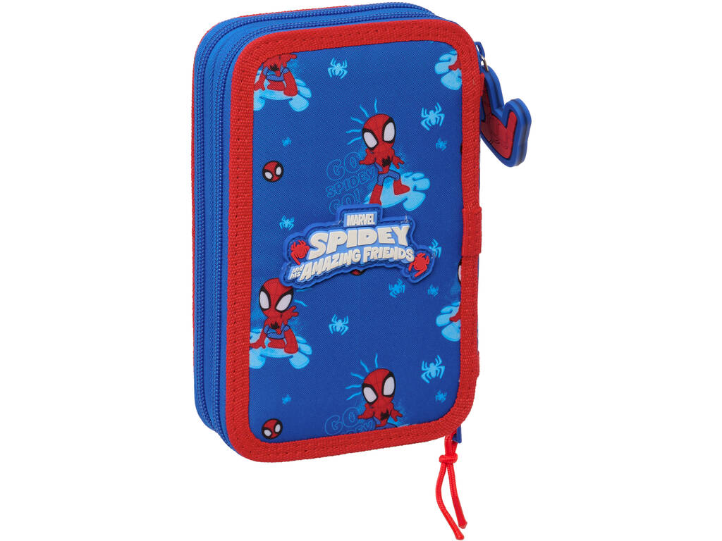 Plumier Doble Pequeño 25 Piezas Spiderman Neon de Safta 442432854