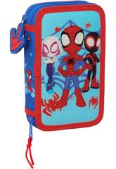 Klein Doppelt Etui 25 Teile Spiderman Neon von Safta 442432854