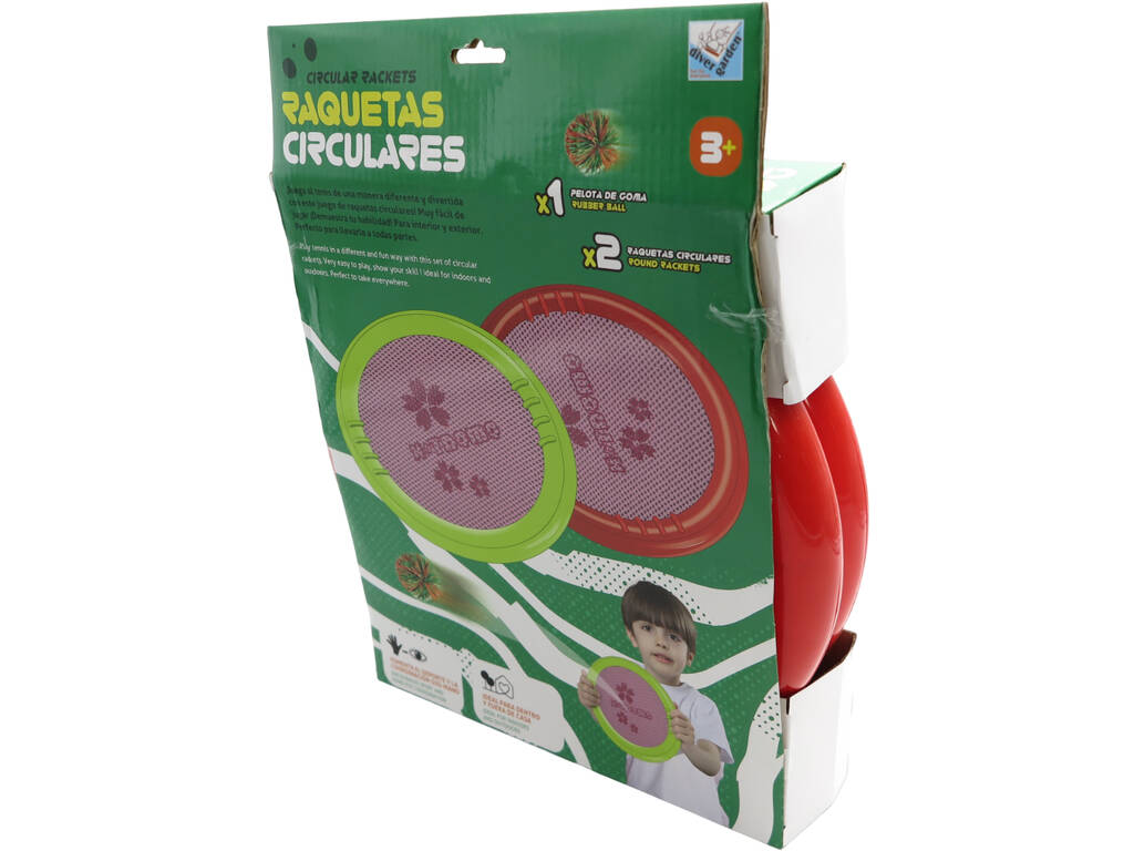 Set 2 Raquetes 30 cm com Bola de Borracha 7 cm Vermelha de Divergarden