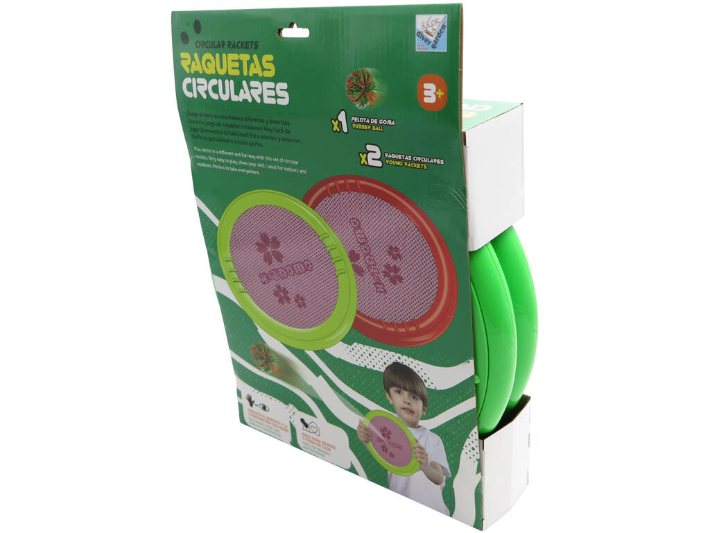 Set 2 Raquetas 30 cm con Pelota de Goma 7 cm verde