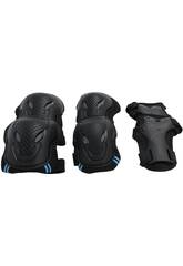 Set Protecciones Multideporte X-Trem Talla S para Nios con Coderas, Rodilleras y Muequeras Negras