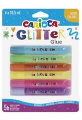 Blister 6 Glitter Glue Neon Colors Lavable Carioca 42111