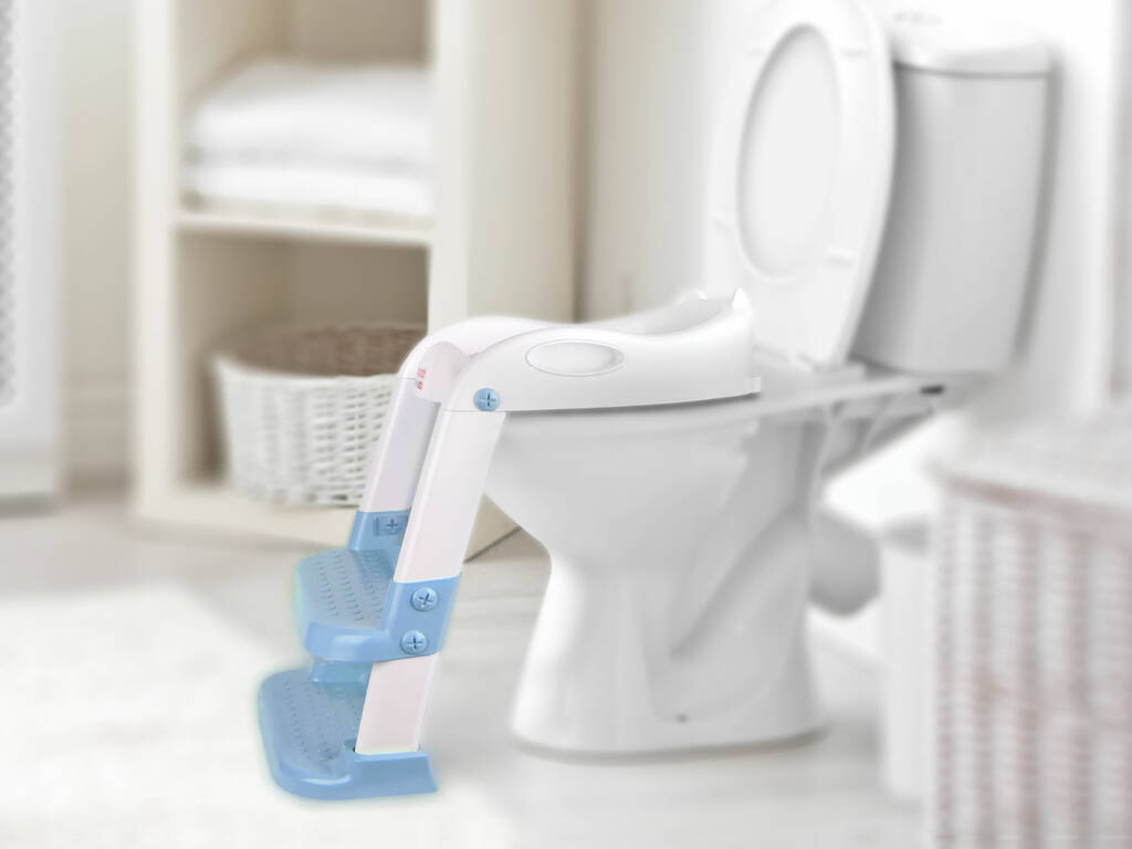 Adaptateur WC super doux avec échelle bleue et design jungle