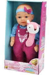 Bambola Beb Baby Chic da 33 cm con giocattolo animale rosa