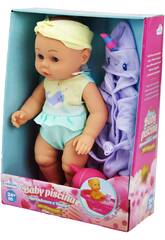 Baby Doll Baby Pool 30 cm avec peignoir violet et jouet de bain