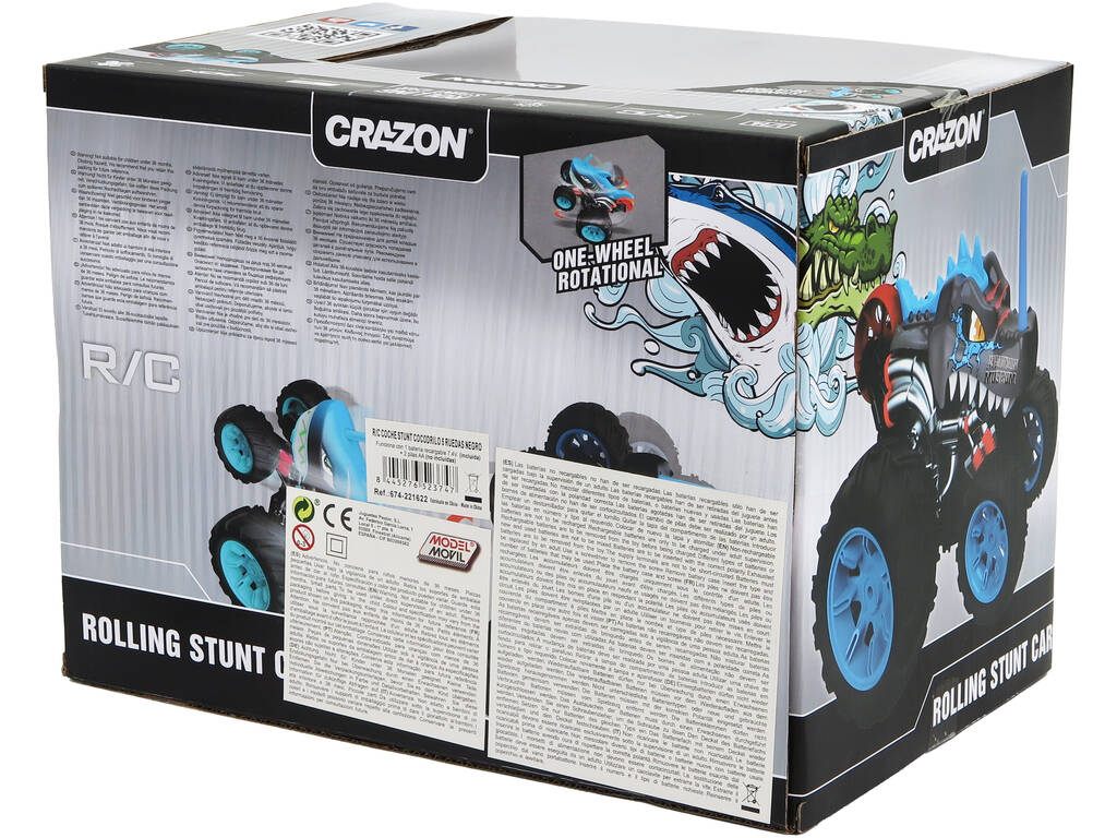 Coche Radio Control Crazon Rolling Stunt Car Cocodrilo Negro