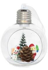 Offene Weihnachtskugel 8 cm mit warmem LED-Licht und Weihnachtsmotiv