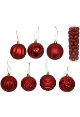 Jeu de 50 boules de Noël rouges de 7 cm