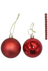 Jeu de 12 boules de Noël rouges de 6 cm