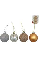 Lot de 12 boules de Noël de 6 cm au design doré et argenté