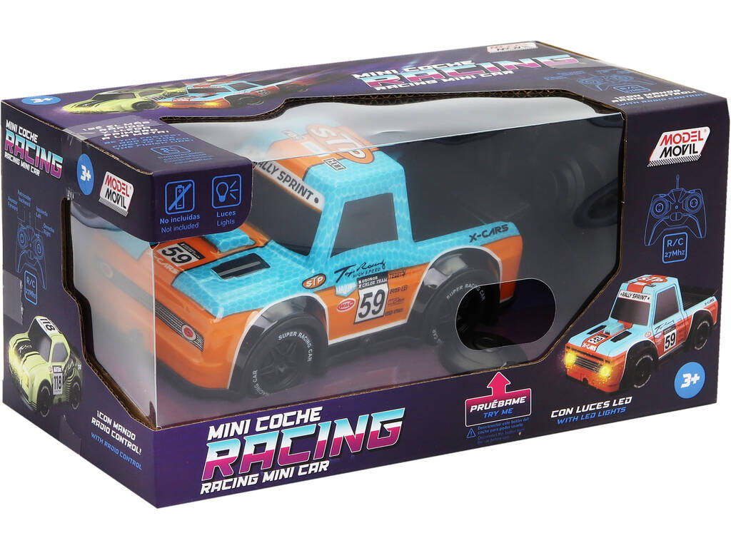 Rádio Controlo Mini Carro Racing Azul com Luz