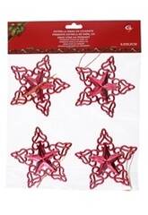 Pack 4 Estrellas de Navidad Colgantes de 11 cm