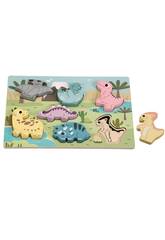 Puzzle Dinossauros Encaixveis de Madeira com 8 Peas