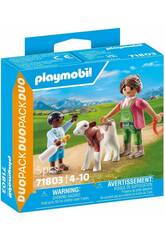 Playmobil Duopack Ragazza della fattoria con vitello